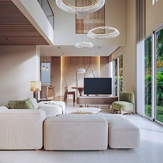 11-ft high ceilings with 9-ft tall glazing
